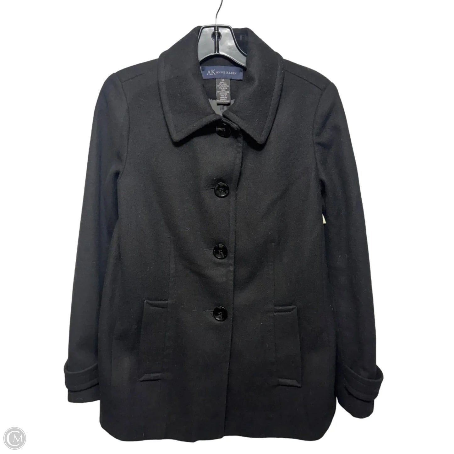 Wool Blend Coat Peacoat By Anne Klein In Black, Size: Xs