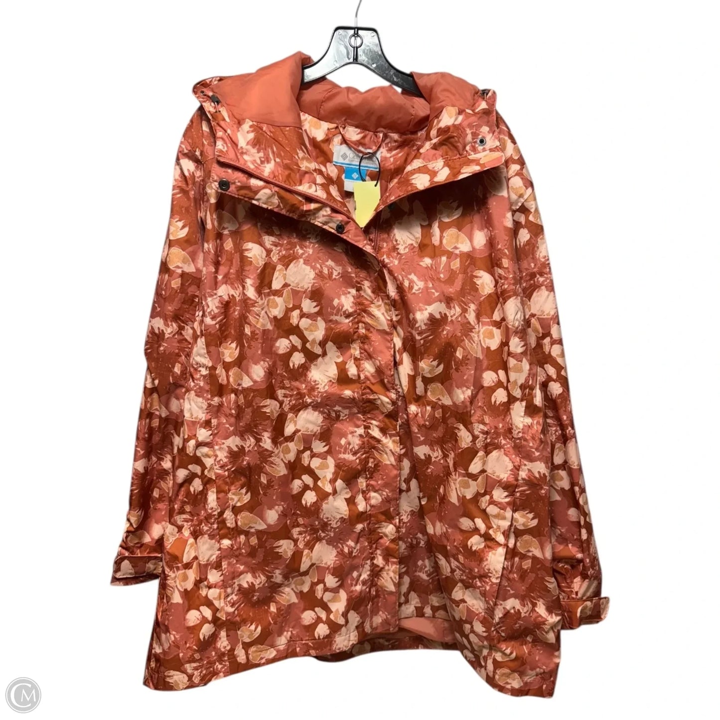 Jacket Windbreaker By Columbia In Orange & White, Size: 3x