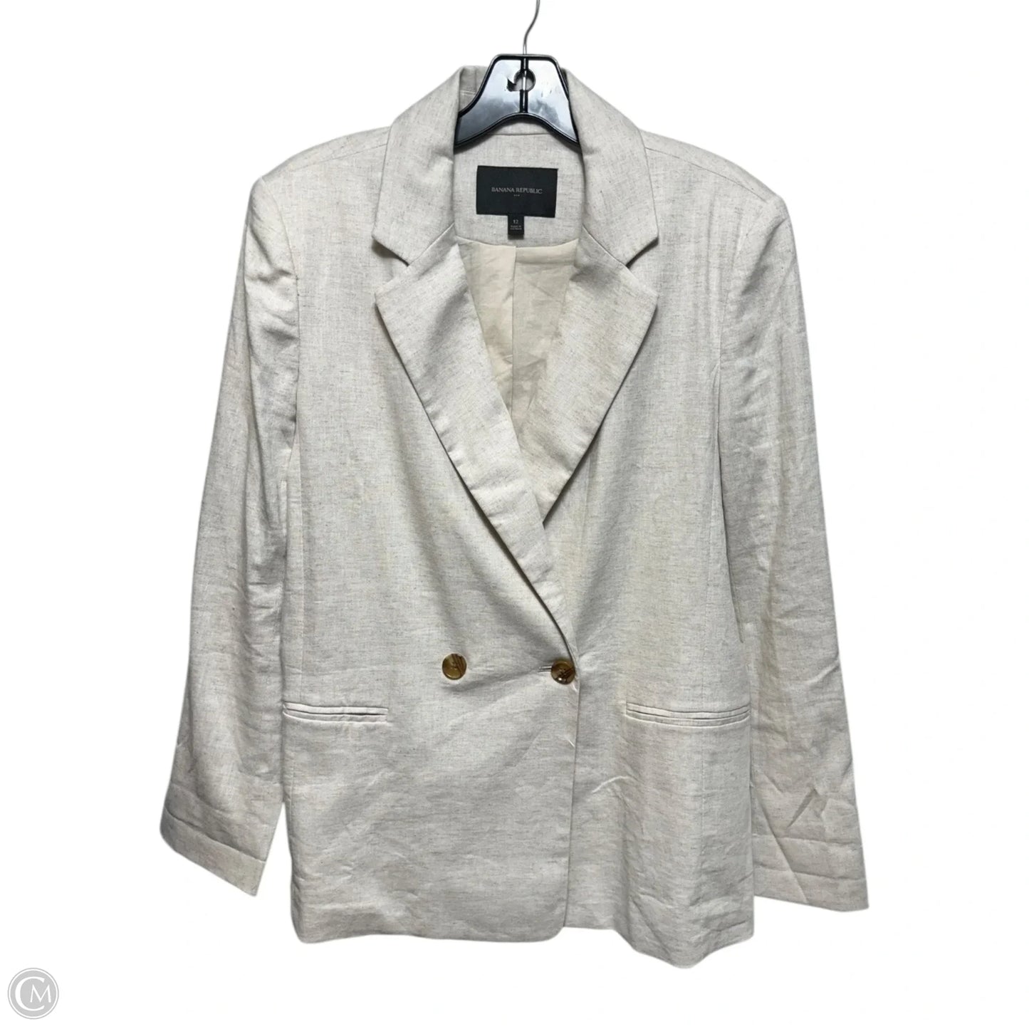 Linen Blend Blazer By Banana Republic In Cream, Size: 12