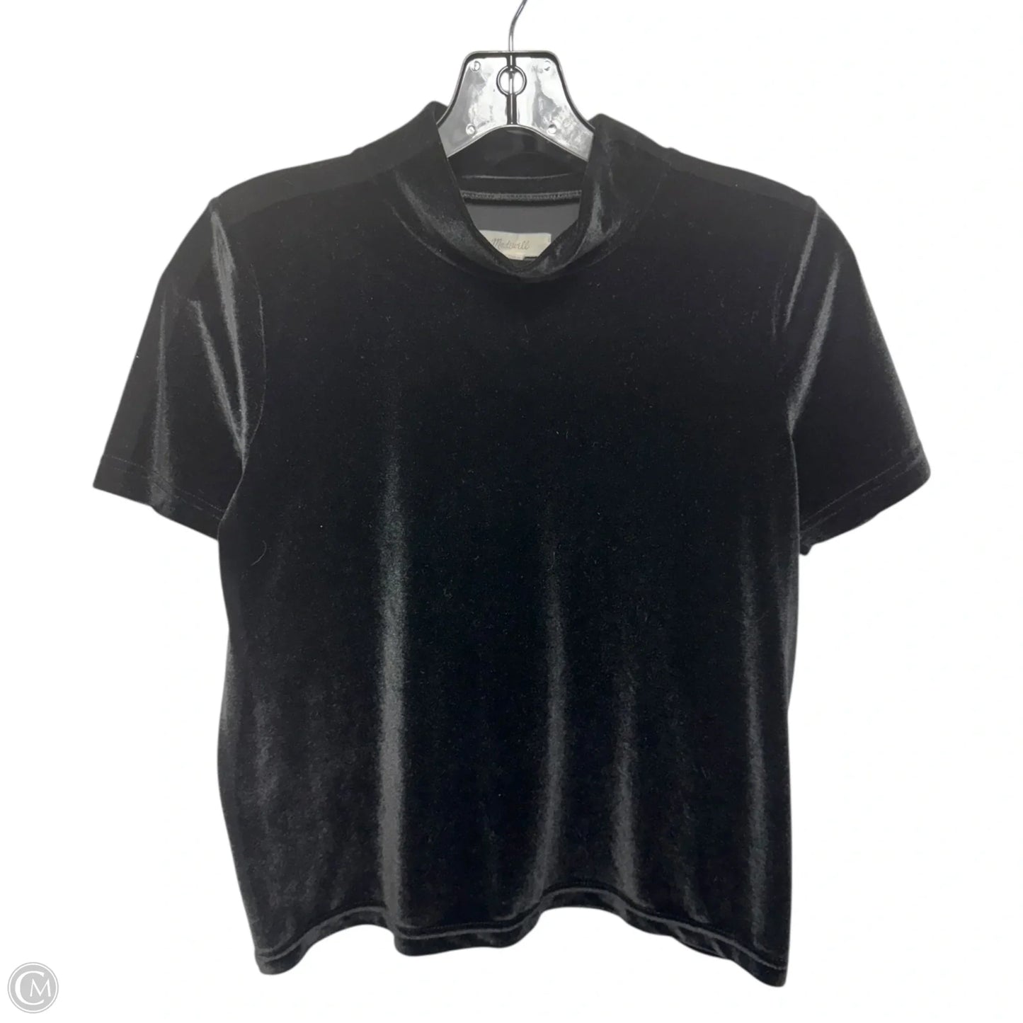 Velvet Mock Neck Top Short Sleeve By Madewell In Black, Size: S