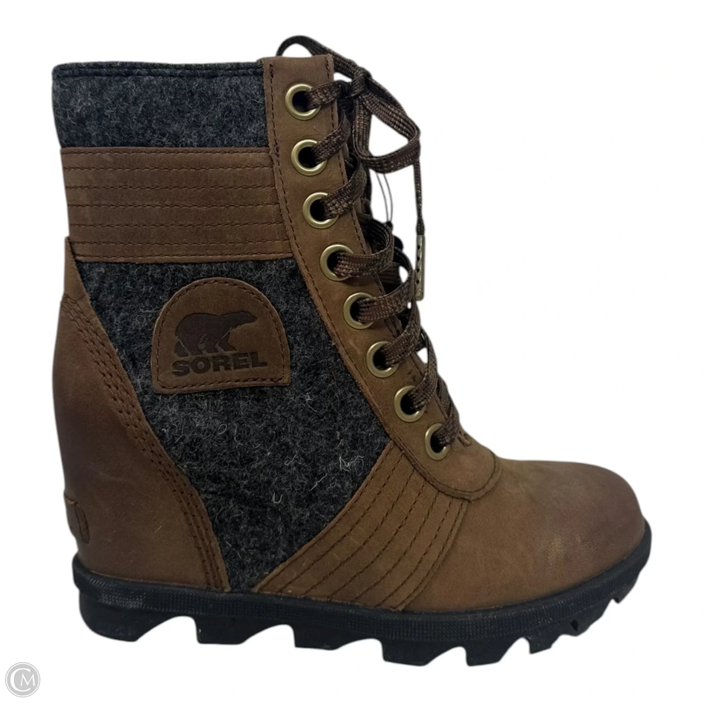 Lexie Wedge Boots Ankle Heels By Sorel In Brown, Size: 5