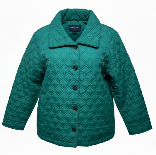 Coat Puffer & Quilted By Lands End In Green, Size: L