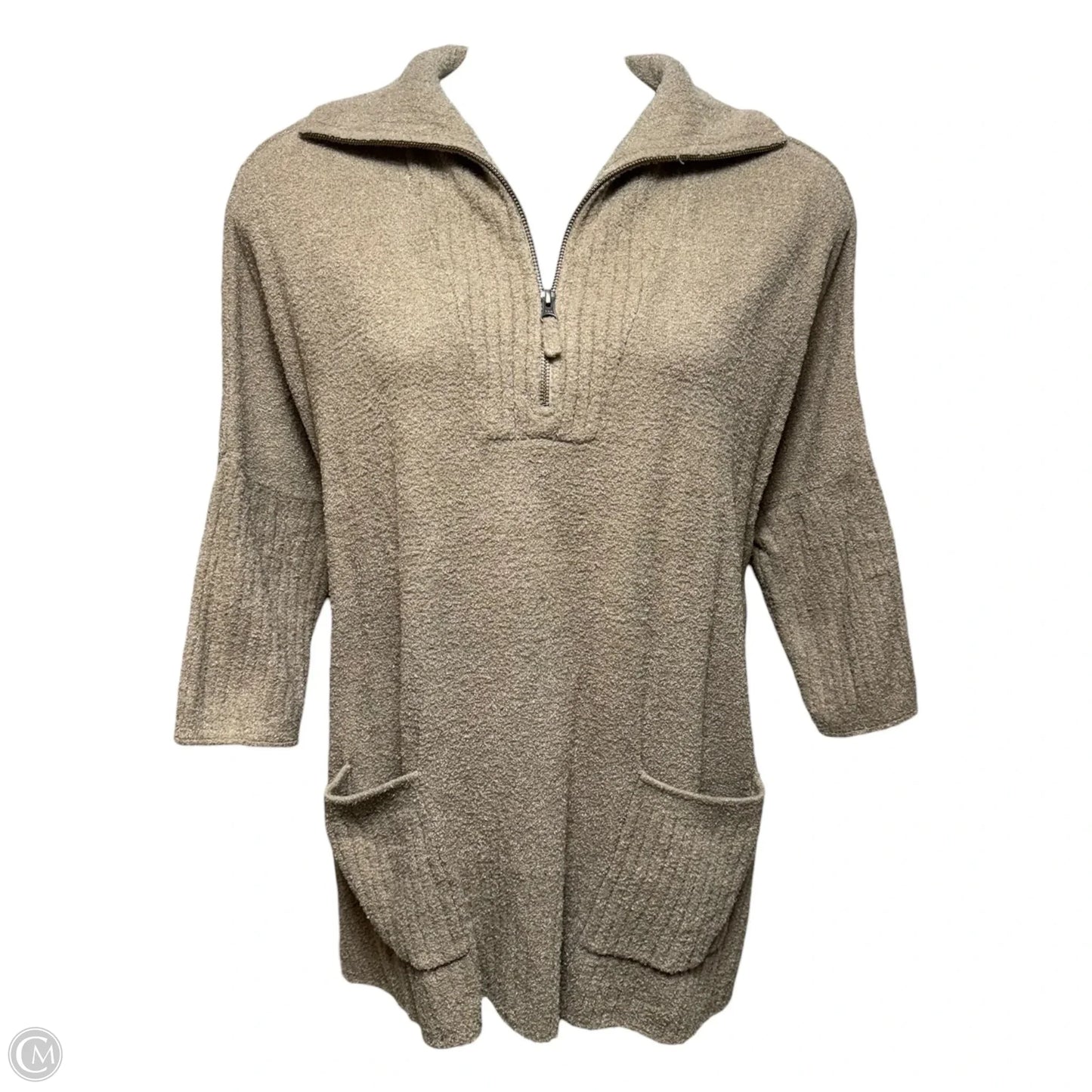 CozyChic Lite Half Zip Tunic Sweater By Barefoot Dreams In Taupe, Size: XL