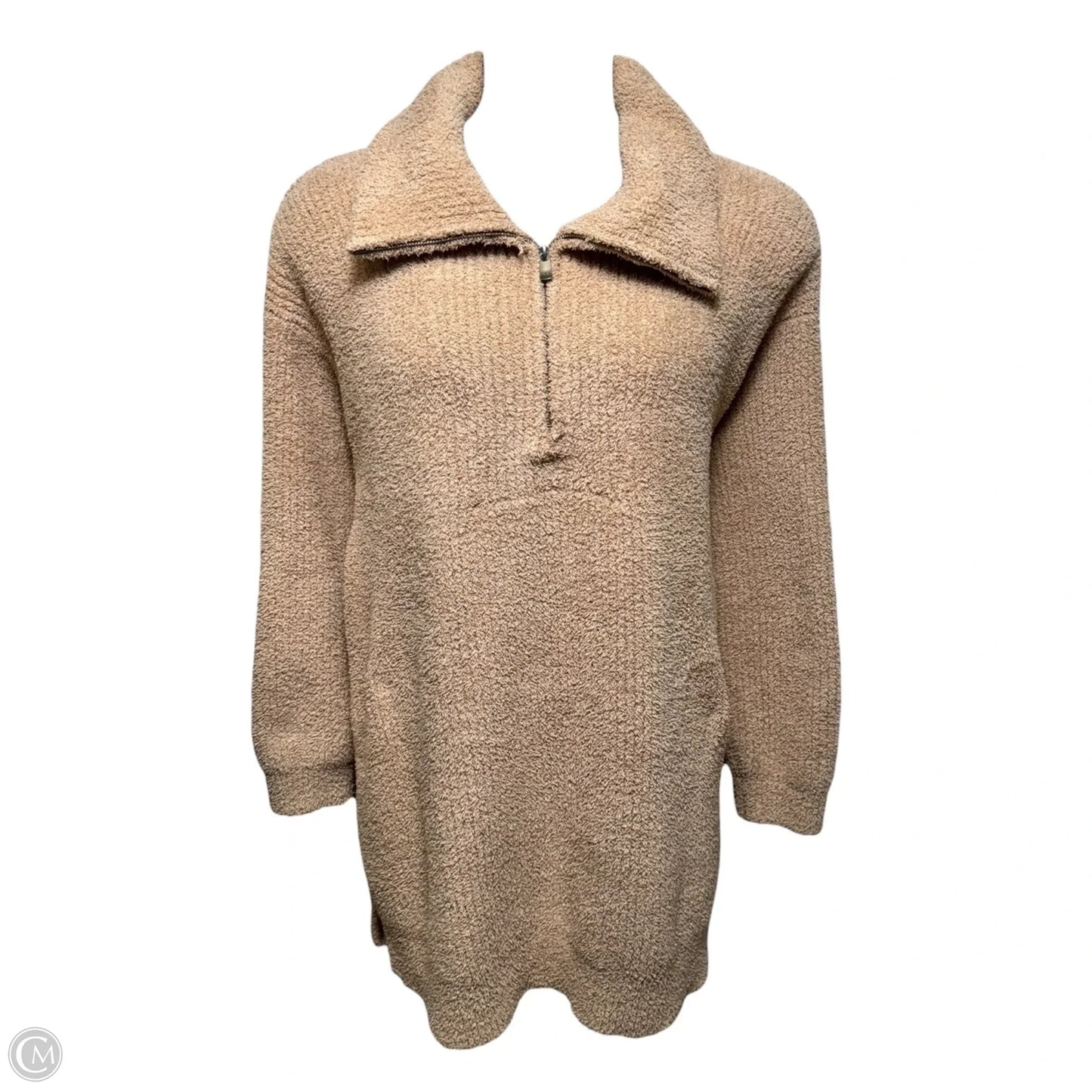 CozyChic Half Zip Tunic Long Sleeve By Barefoot Dreams In Tan, Size: 1X