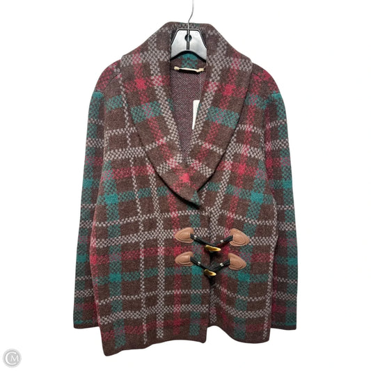 Coat Wool Blend By Soft Surroundings In Plaid Pattern, Size: L