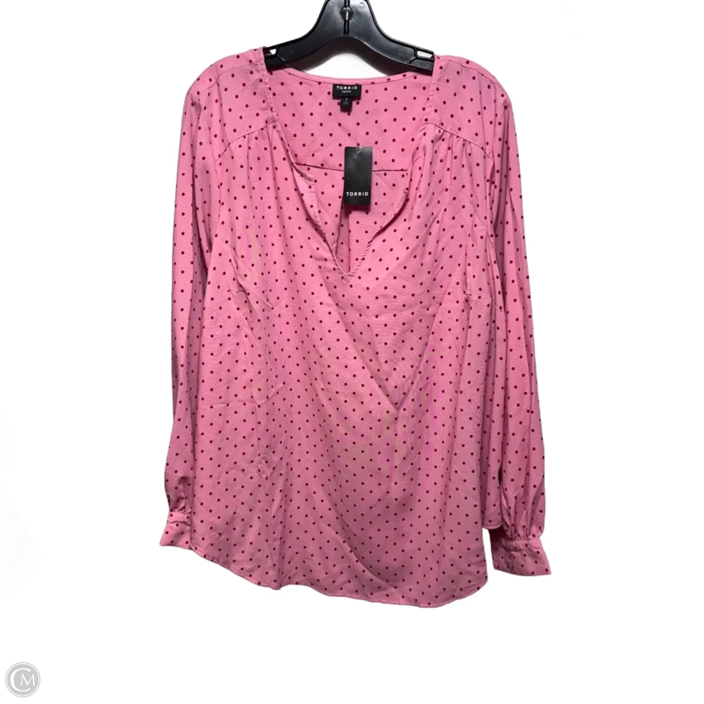 Harper Challis Long Sleeve Blouse By Torrid In Miranda Dot Wild Rose, Size: 2x
