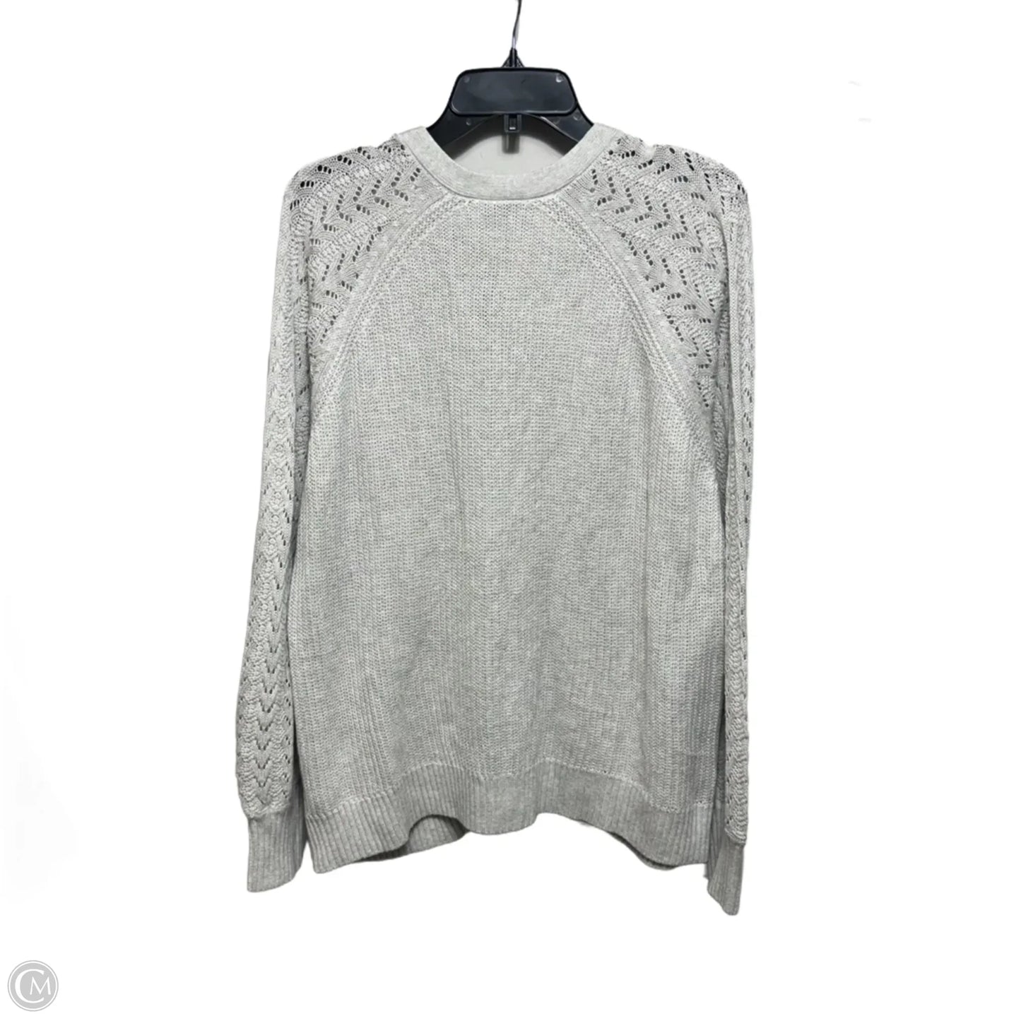 Pointelle Sleeve Cardigan V-Neck Sweater By Torrid In Light Heather Grey, Size: 3x