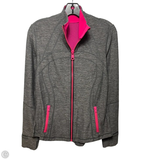 Athletic Jacket By Lululemon In Grey & Pink, Size: 10
