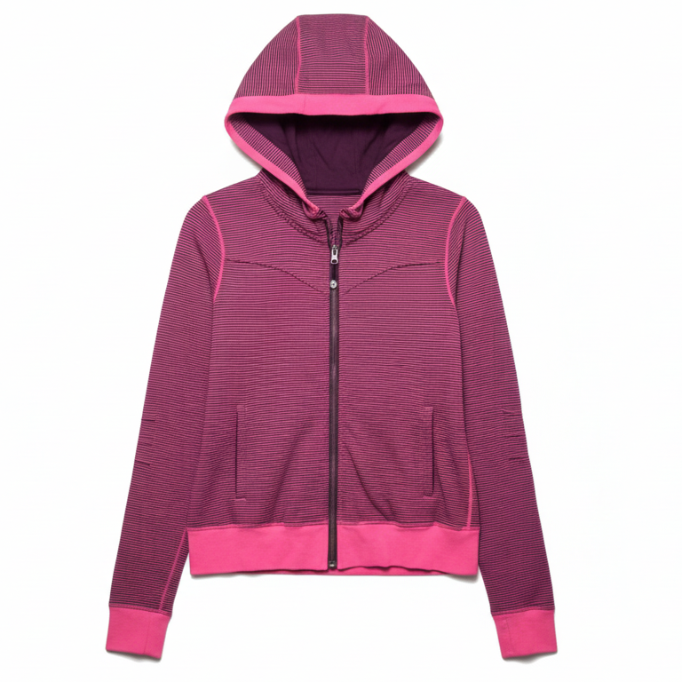 Hooded Athletic Jacket By Lululemon In Striped Pattern, Size: M