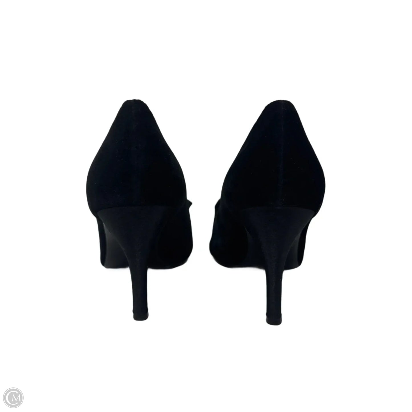 Velvet Ruffle Peep Toe Shoes Heels Stiletto By Nina In Black, Size: 10