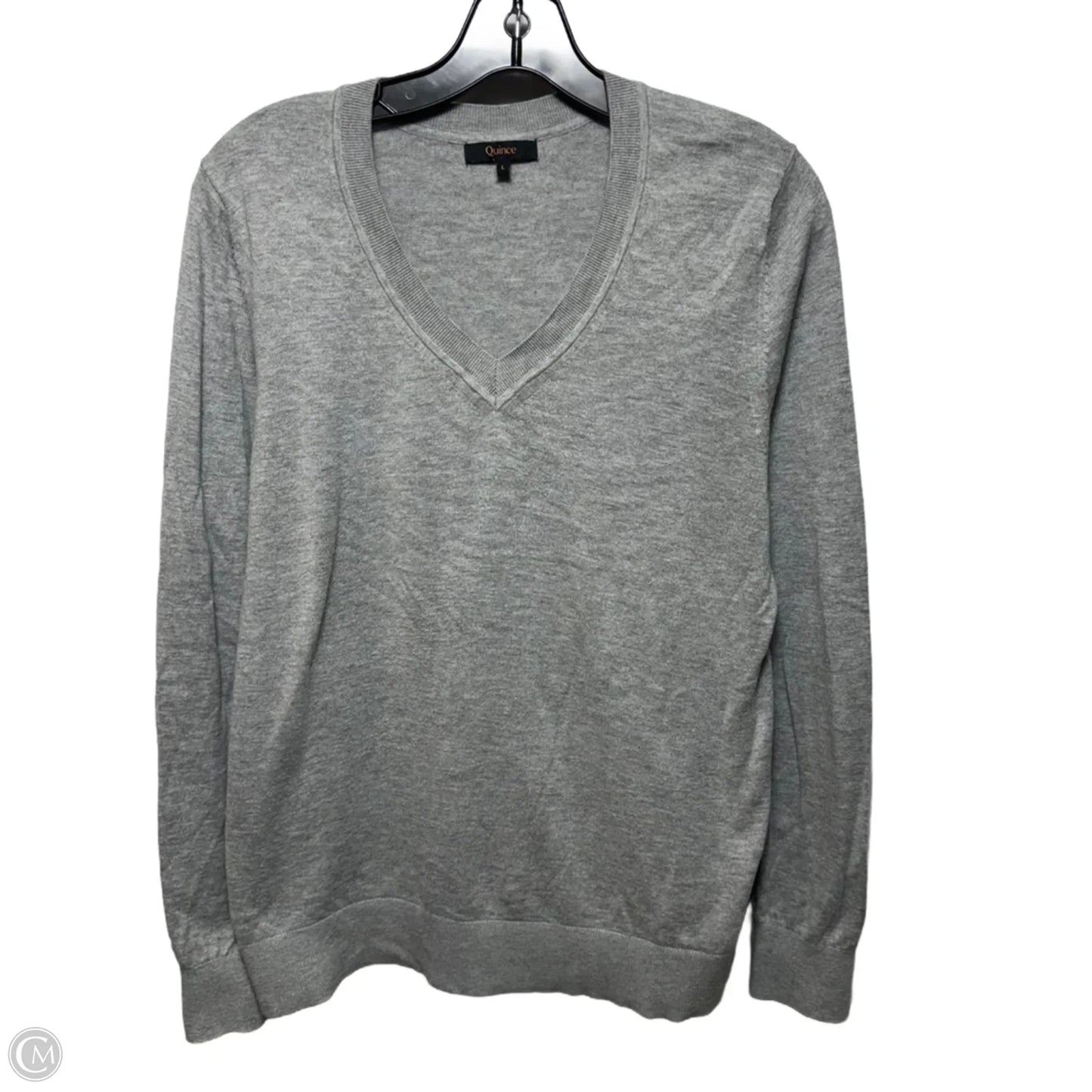 Lightweight Cotton Cashmere V-Neck Sweater By Quince In Grey, Size: L