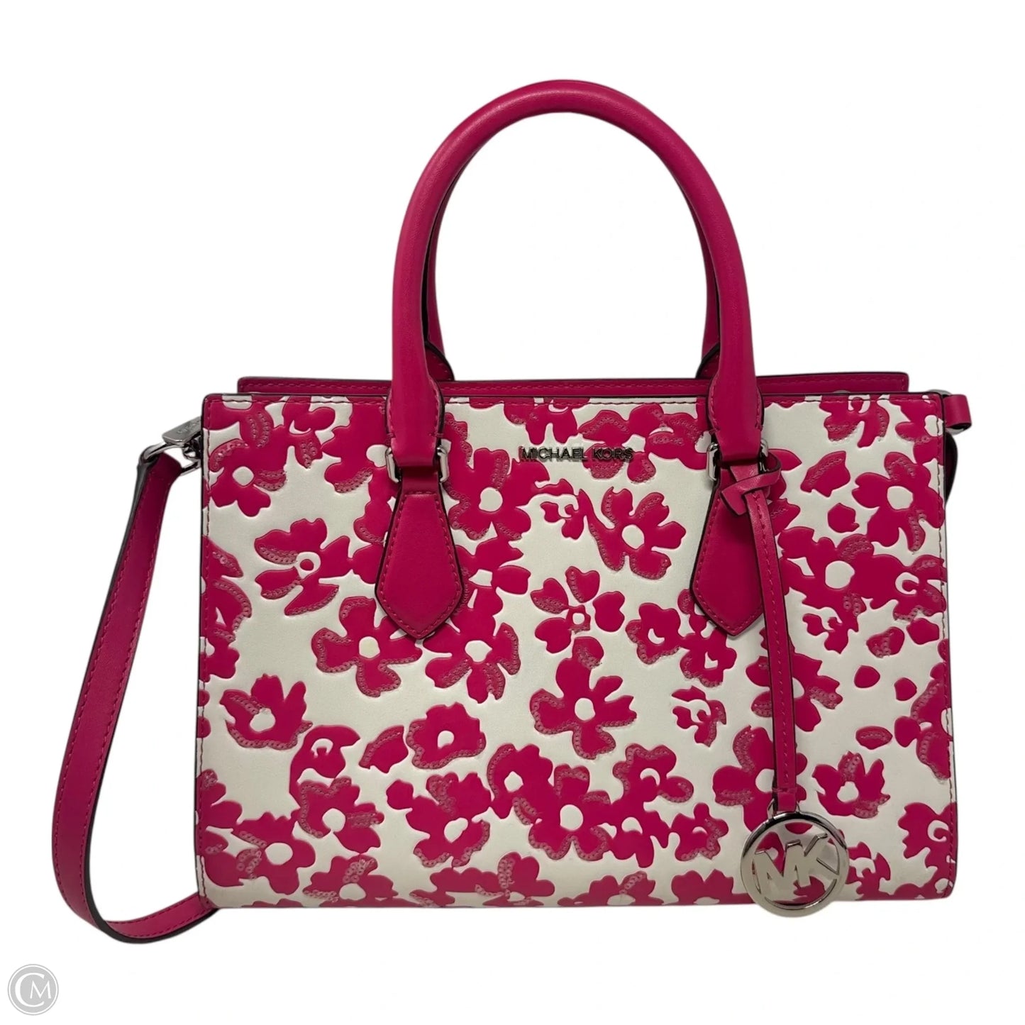 Sheila Sequin Satchel Handbag Designer By Michael Kors, Size: Medium