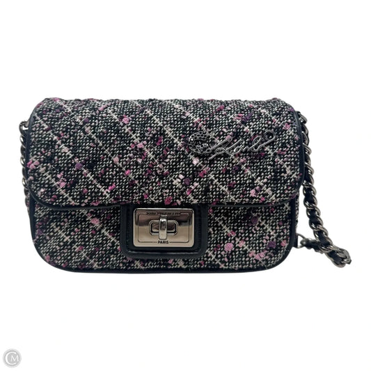 Tweed Crossbody Handbag Designer By Karl Lagerfeld, Size: Small