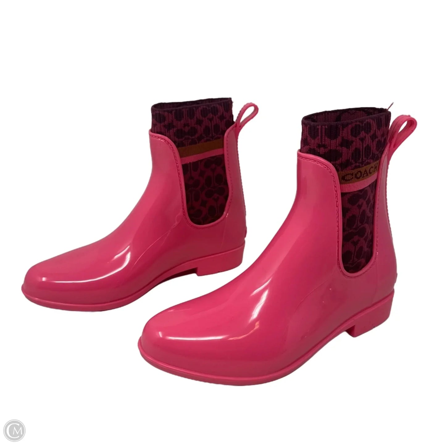 Rivington Rain Boots Designer By Coach In Pink, Size: 7