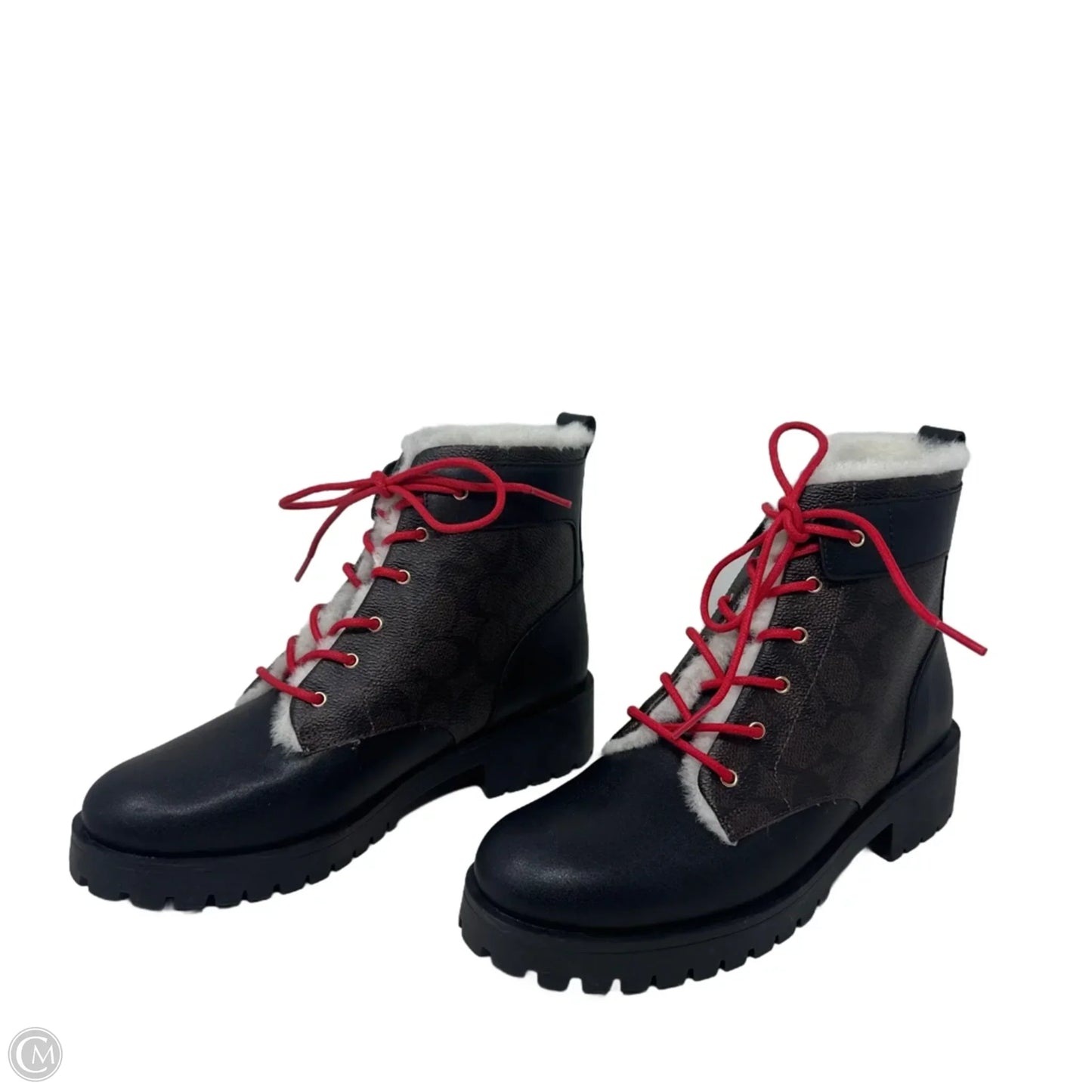 Lorraine Boots Designer By Coach In Black & Brown, Size: 7