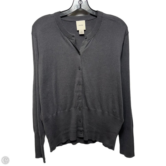 Sweater Cardigan By Calvin Klein In Grey, Size: Xl