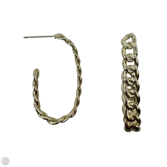 Elongated Gold Chain Hoop Earrings