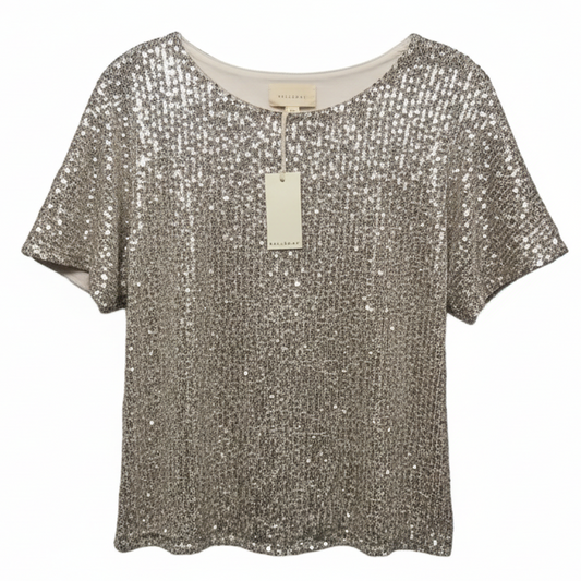 Top Short Sleeve By Melloday In Silver, Size: S
