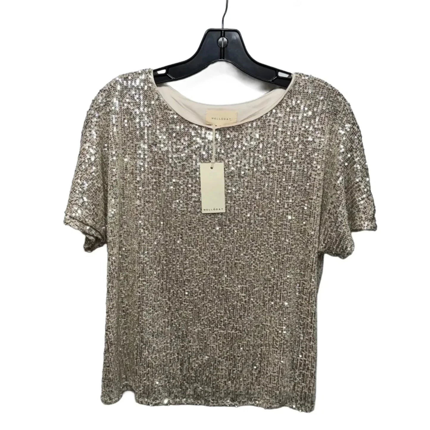 Top Short Sleeve By Melloday In Silver, Size: S