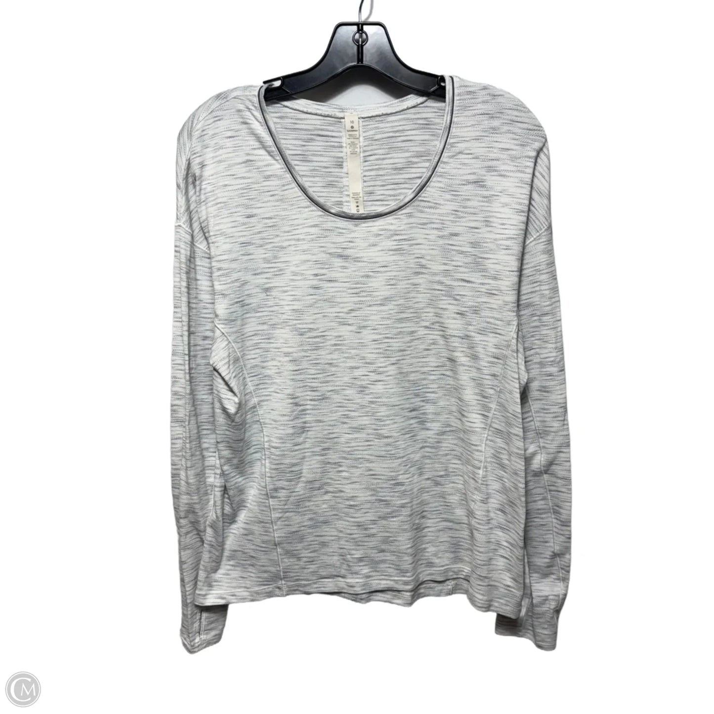 Athletic Top Long Sleeve Crewneck By Lululemon In Grey & White, Size: 10