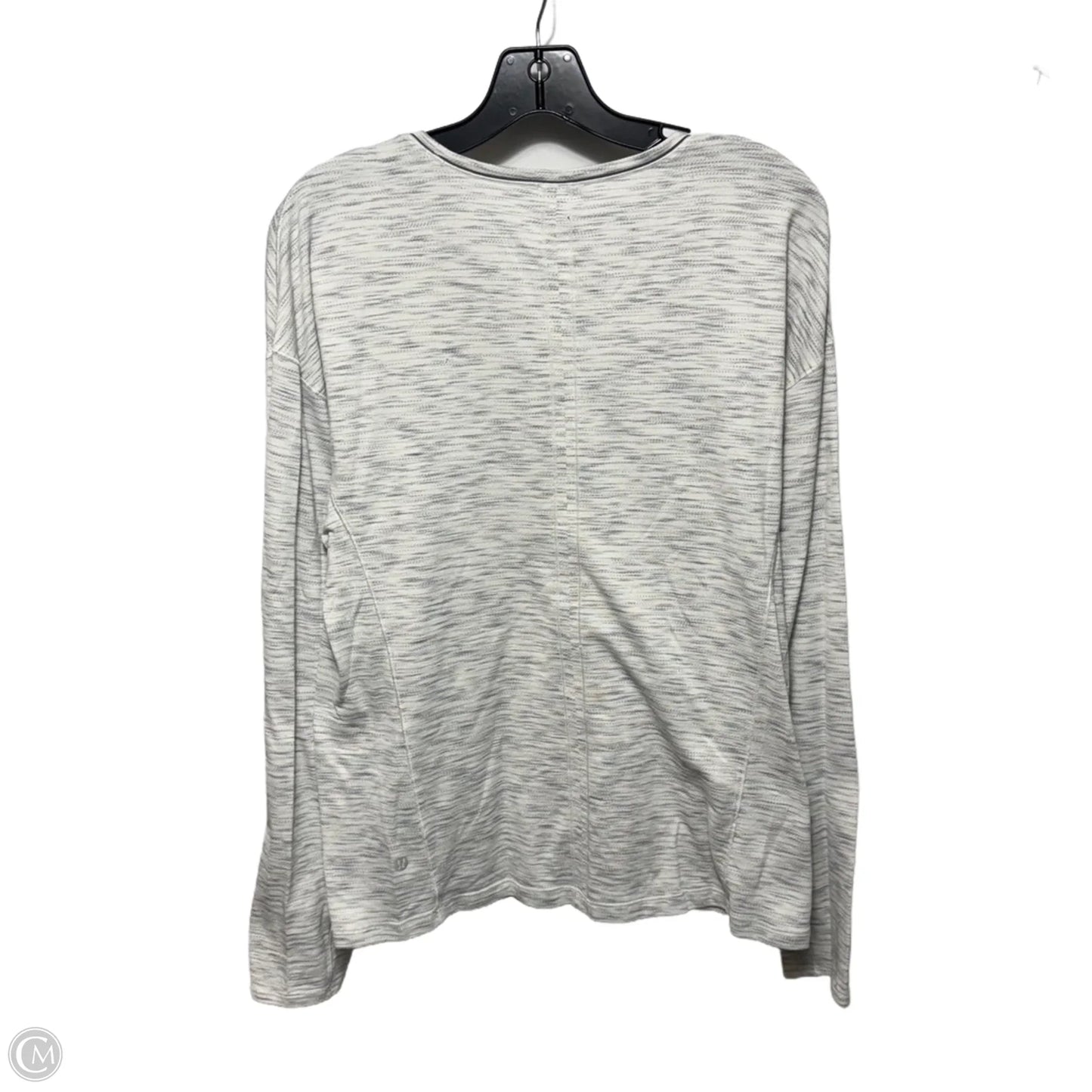 Athletic Top Long Sleeve Crewneck By Lululemon In Grey & White, Size: 10