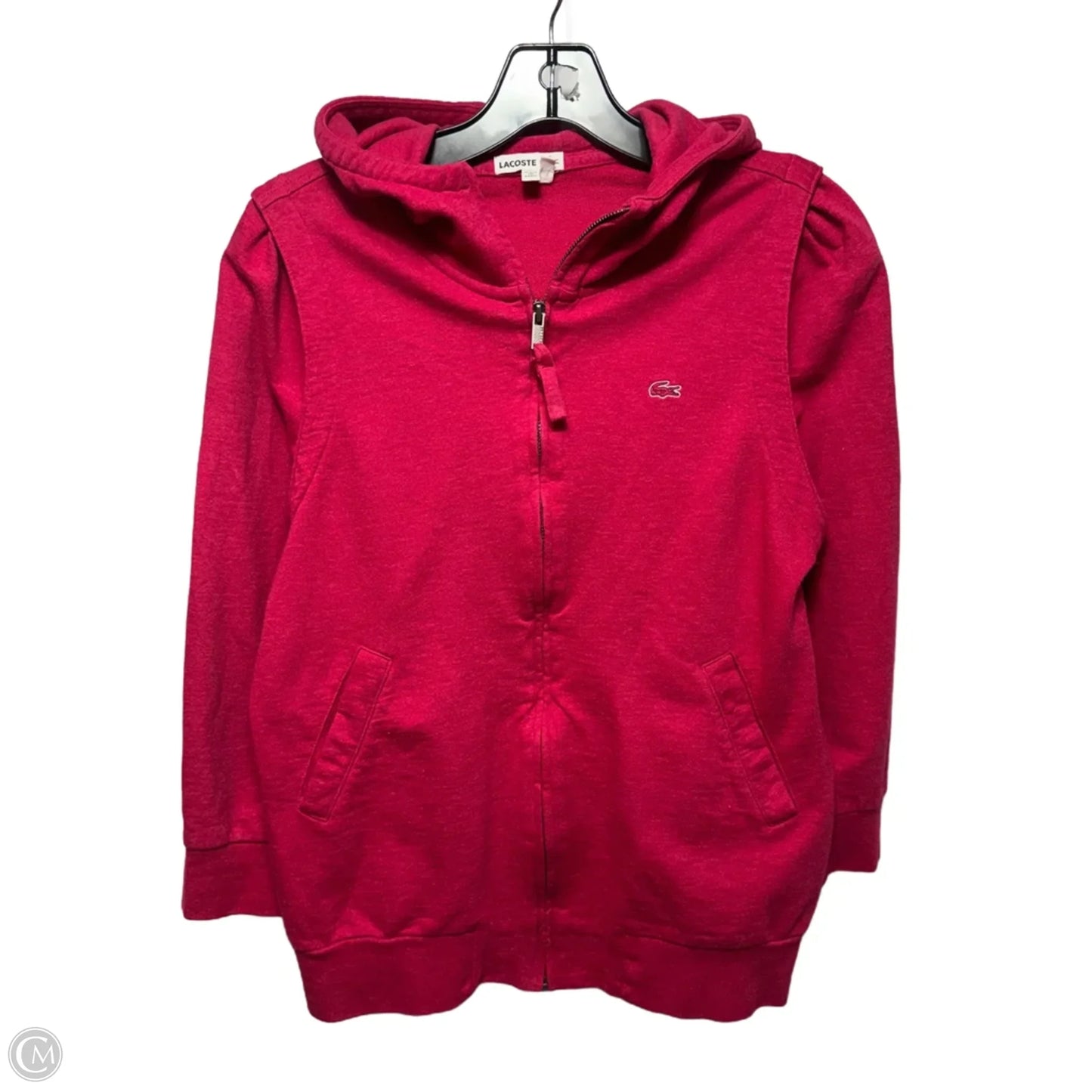 Hooded Athletic Jacket By Lacoste In Pink, Size: 8