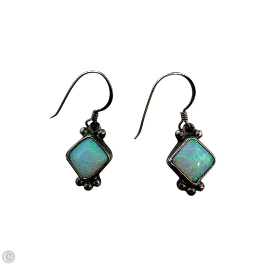 Faux Opal Diamond Shape Dangle Earrings Sterling Silver