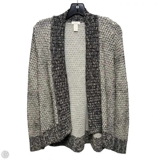 Sweater Cardigan By Chicos In Black & White, Size: 8