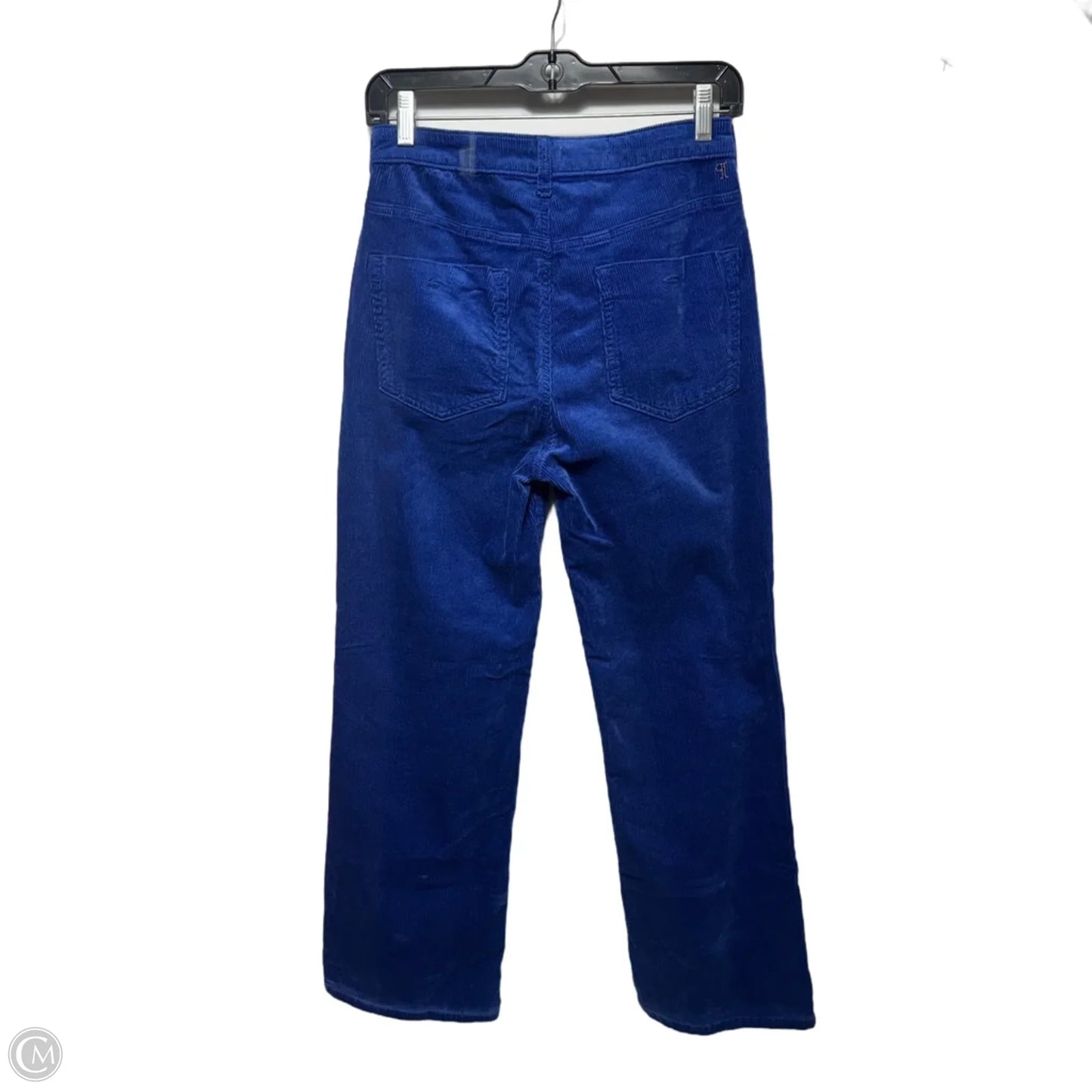 The Yaya Mid-Rise Corduroy Crop Flare Jeans By Pilcro In Indigo, Size: 4/27