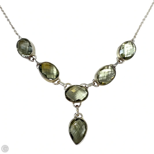 Sterling Silver & Green Amethyst Teardrop Statement Necklace