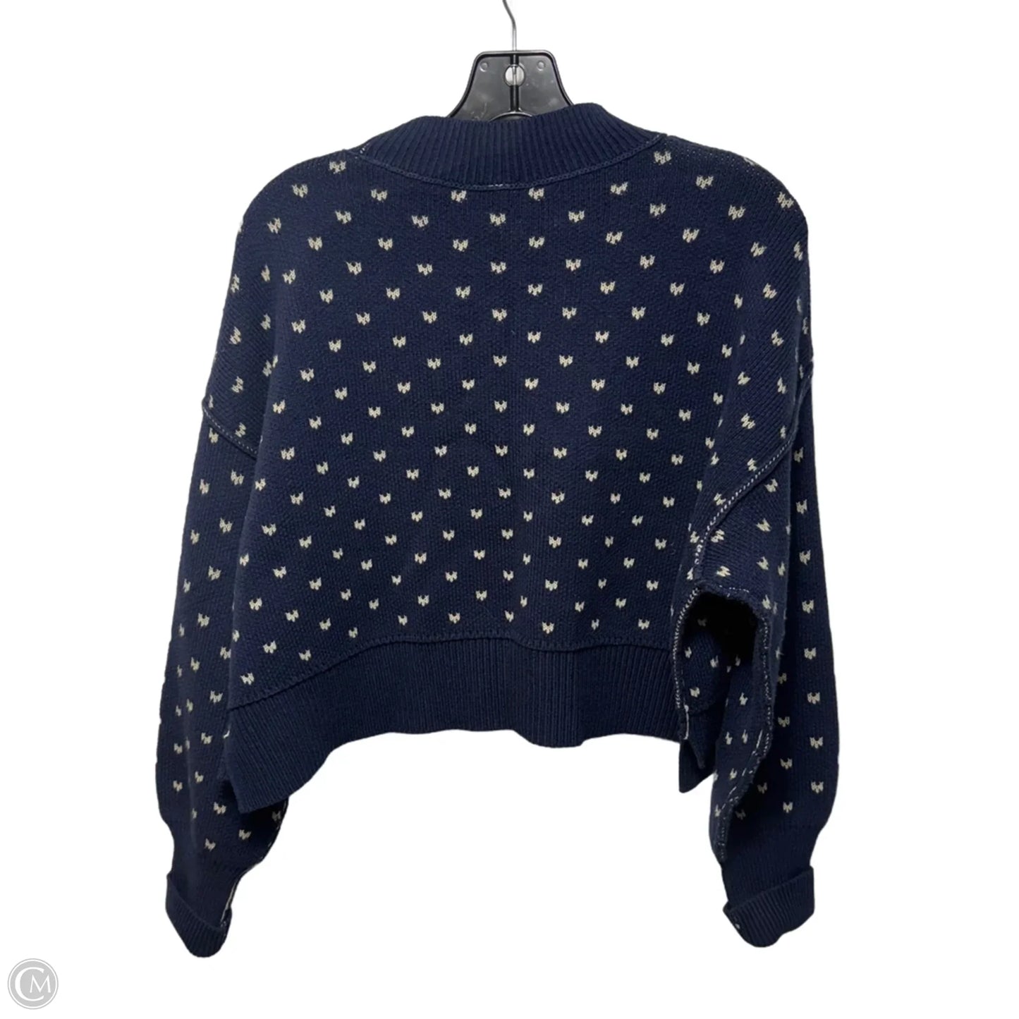 Easy Street Crop Pullover Sweater By Free People In Blue & Cream, Size: XS