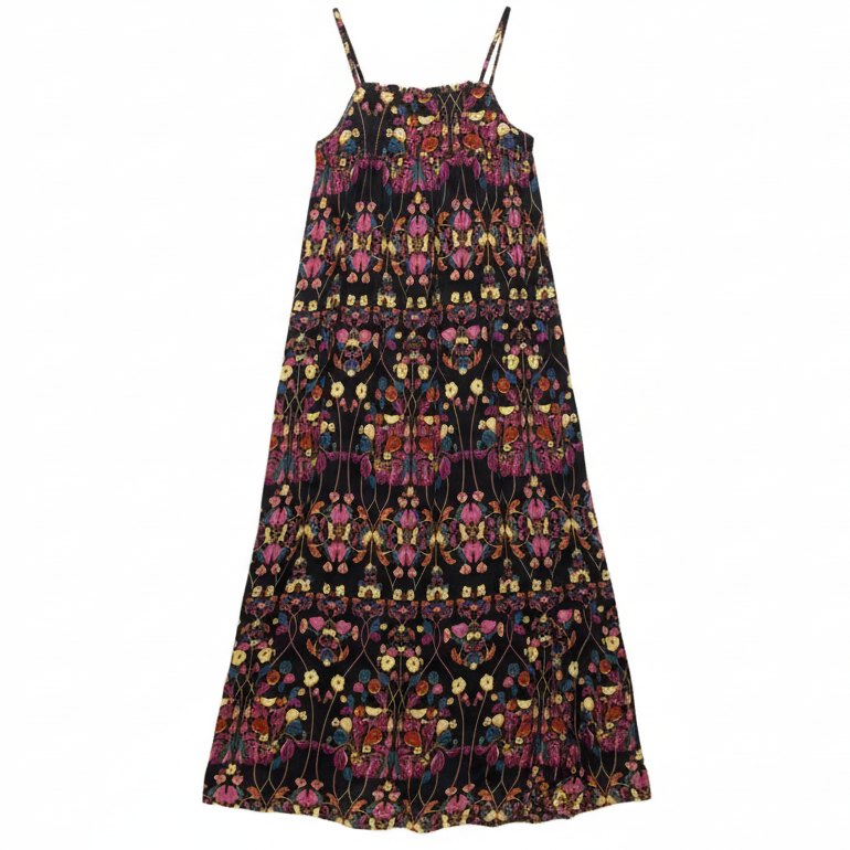 Quilted Floral Maxi Dress By Anthropologie In Floral Print, Size: S