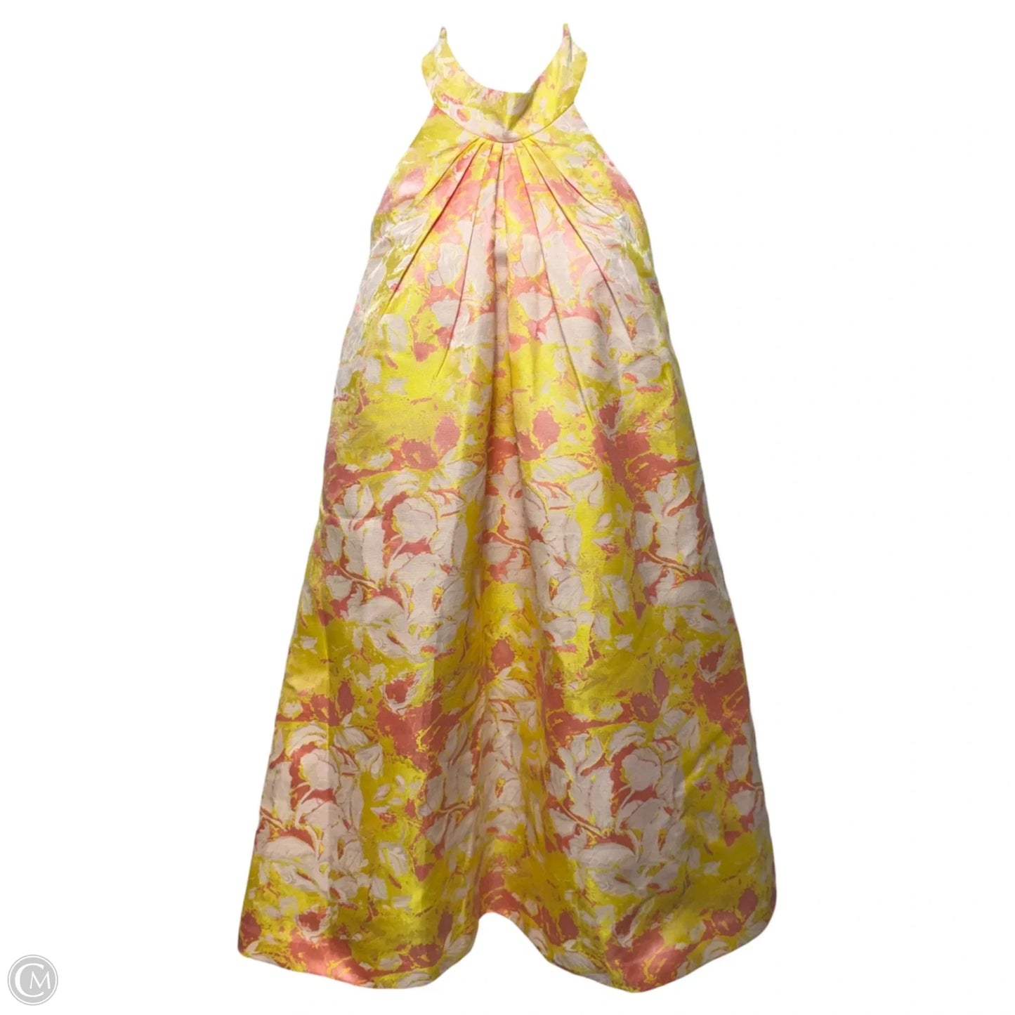 Nola Jacquard Halter Dress Casual Midi By Badgley Mischka In Pink & Yellow, Size: 2