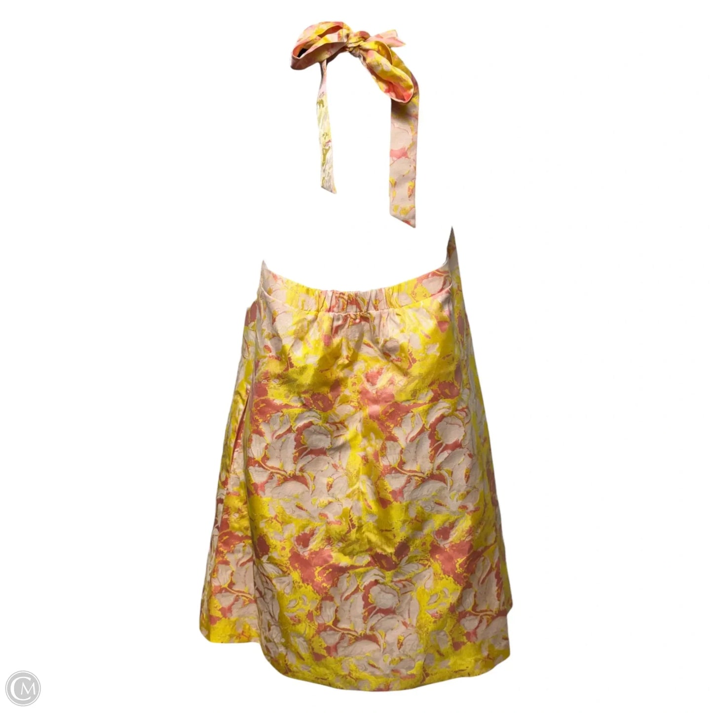 Nola Jacquard Halter Dress Casual Midi By Badgley Mischka In Pink & Yellow, Size: 2