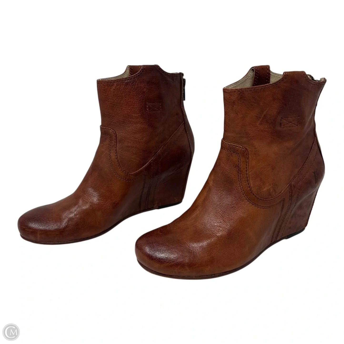 Carson Wedge Boots Designer By Frye In Brown, Size: 7.5