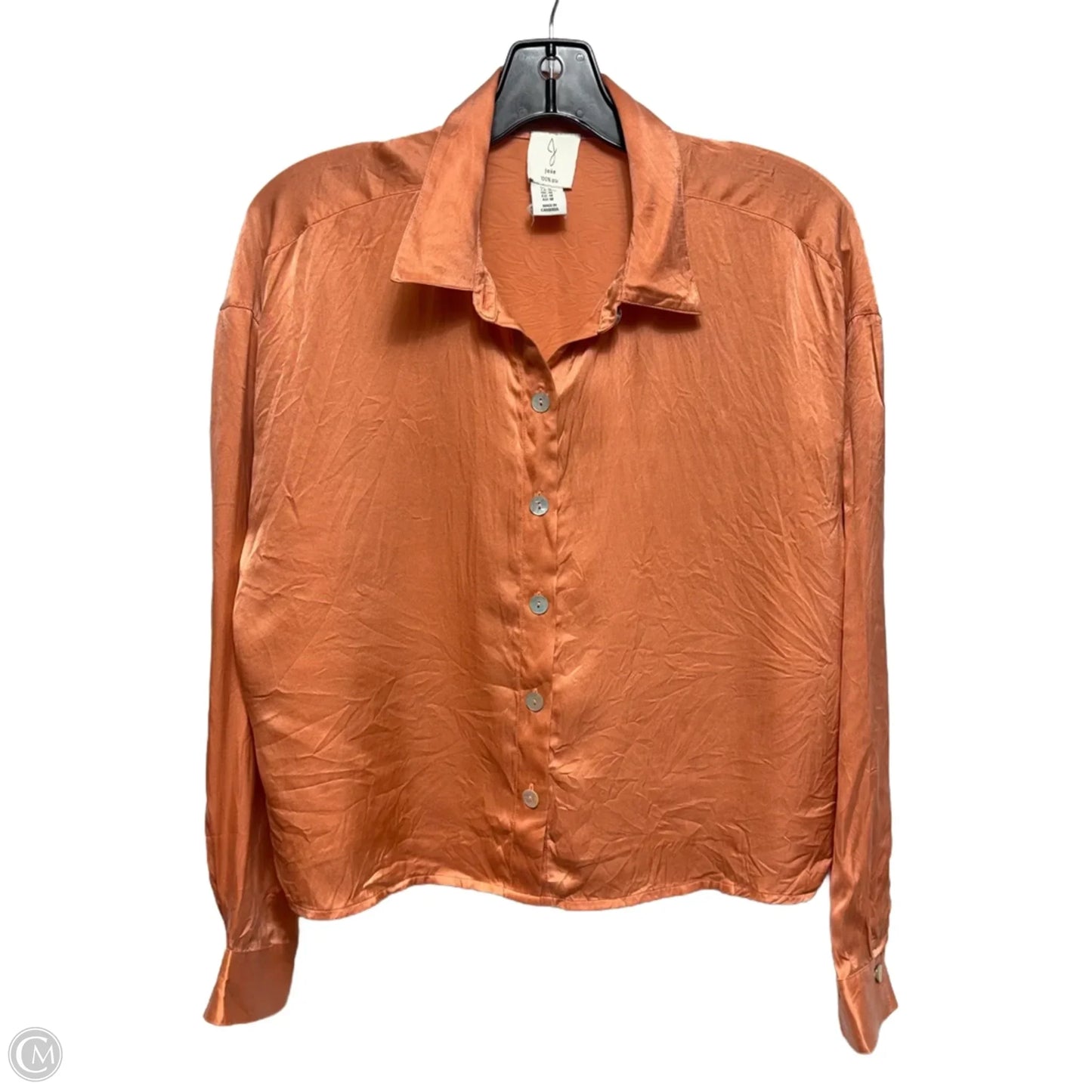 Silk Top Long Sleeve By Joie In Peach, Size: M