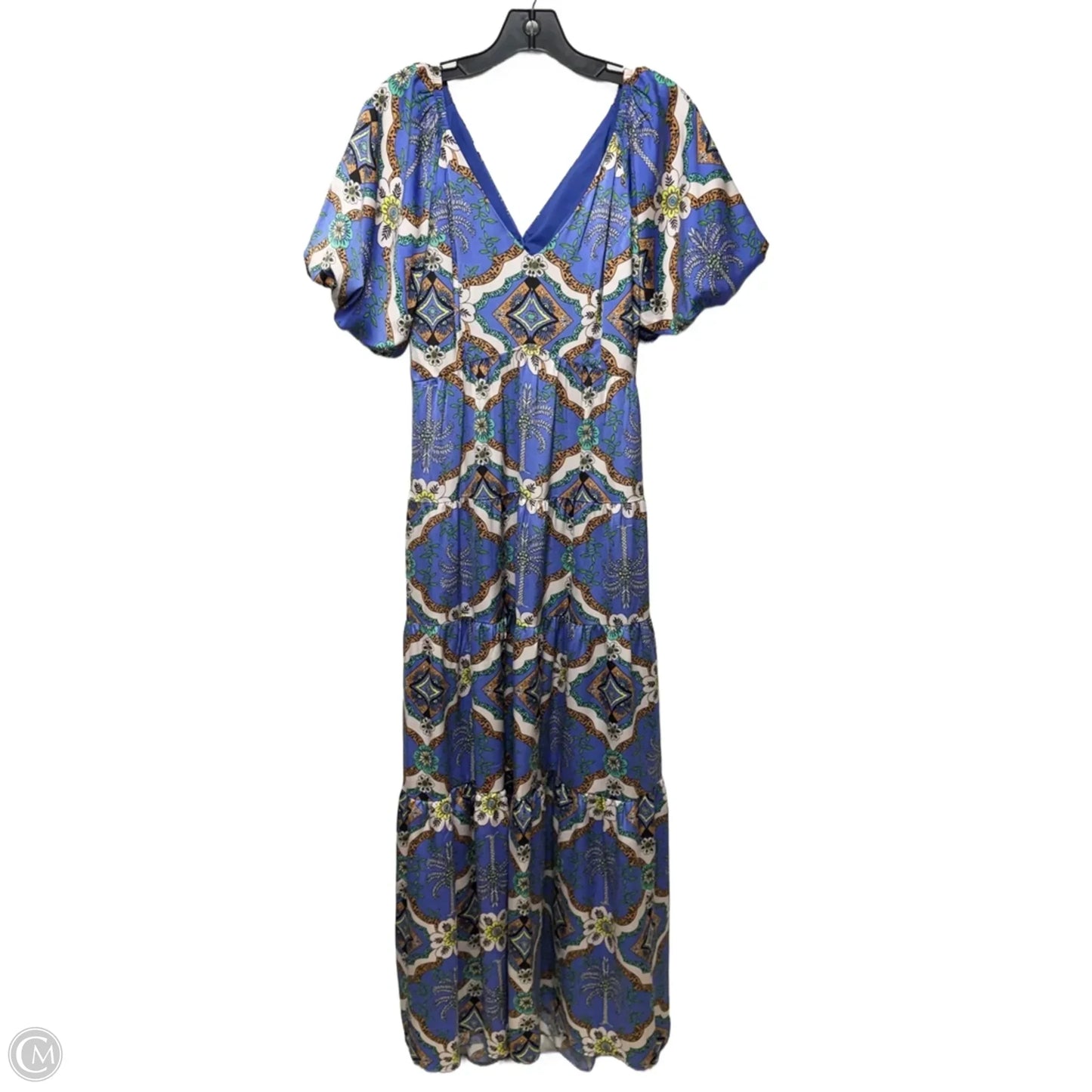 Printed Puff-Sleeve Maxi Dress By Vince Camuto In Animal Print, Size: 8