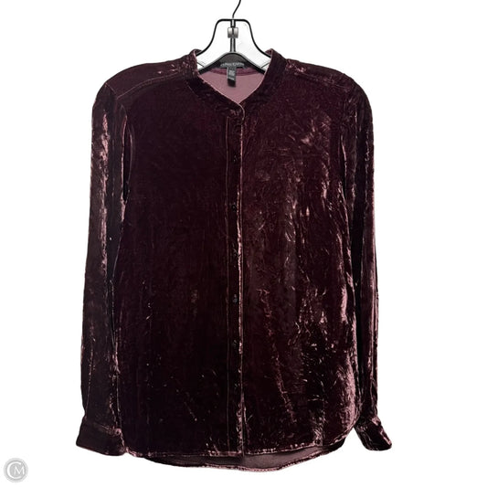 Velvet Top Long Sleeve By Eileen Fisher In Purple, Size: Sp