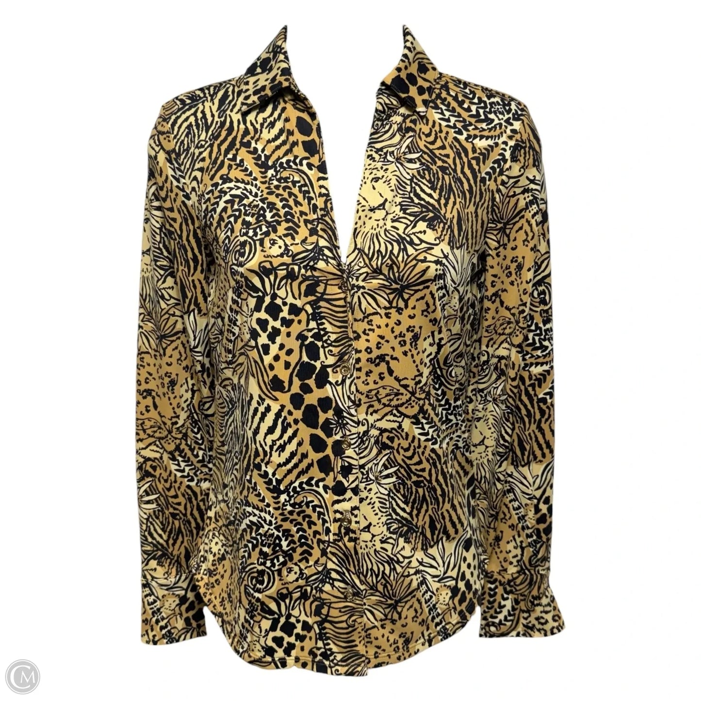 Top Long Sleeve Designer By Lilly Pulitzer In Black & Tan, Size: Xxs