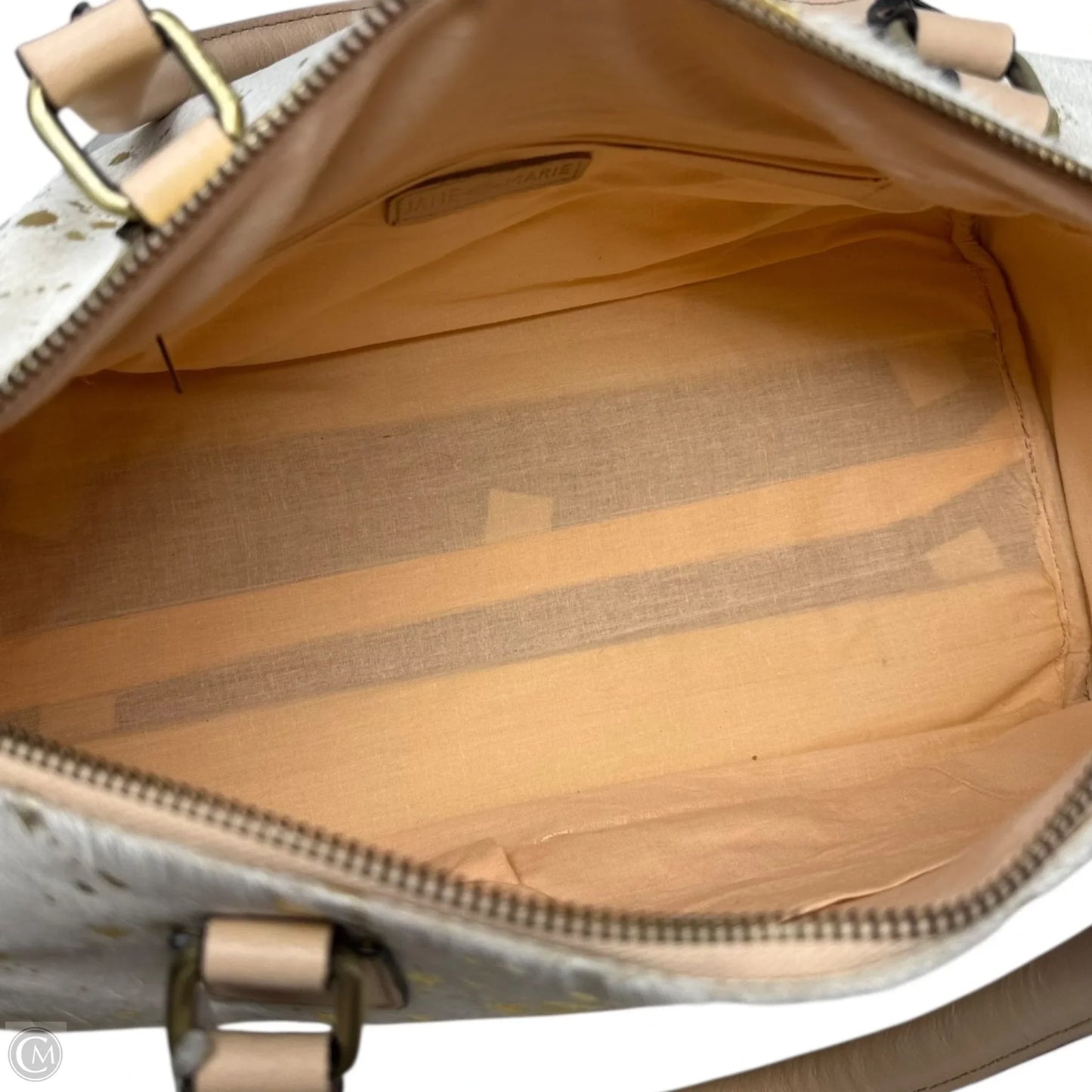 Mable Zippy Natural Cow Hair-On Leather Handbag By Jane Marie, Size: Large