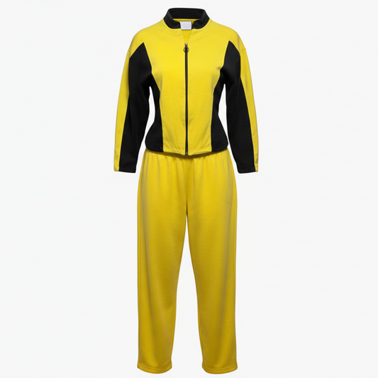 Athletic Tracksuit Set 2pc By St John Sport In Black & Yellow, Size: S