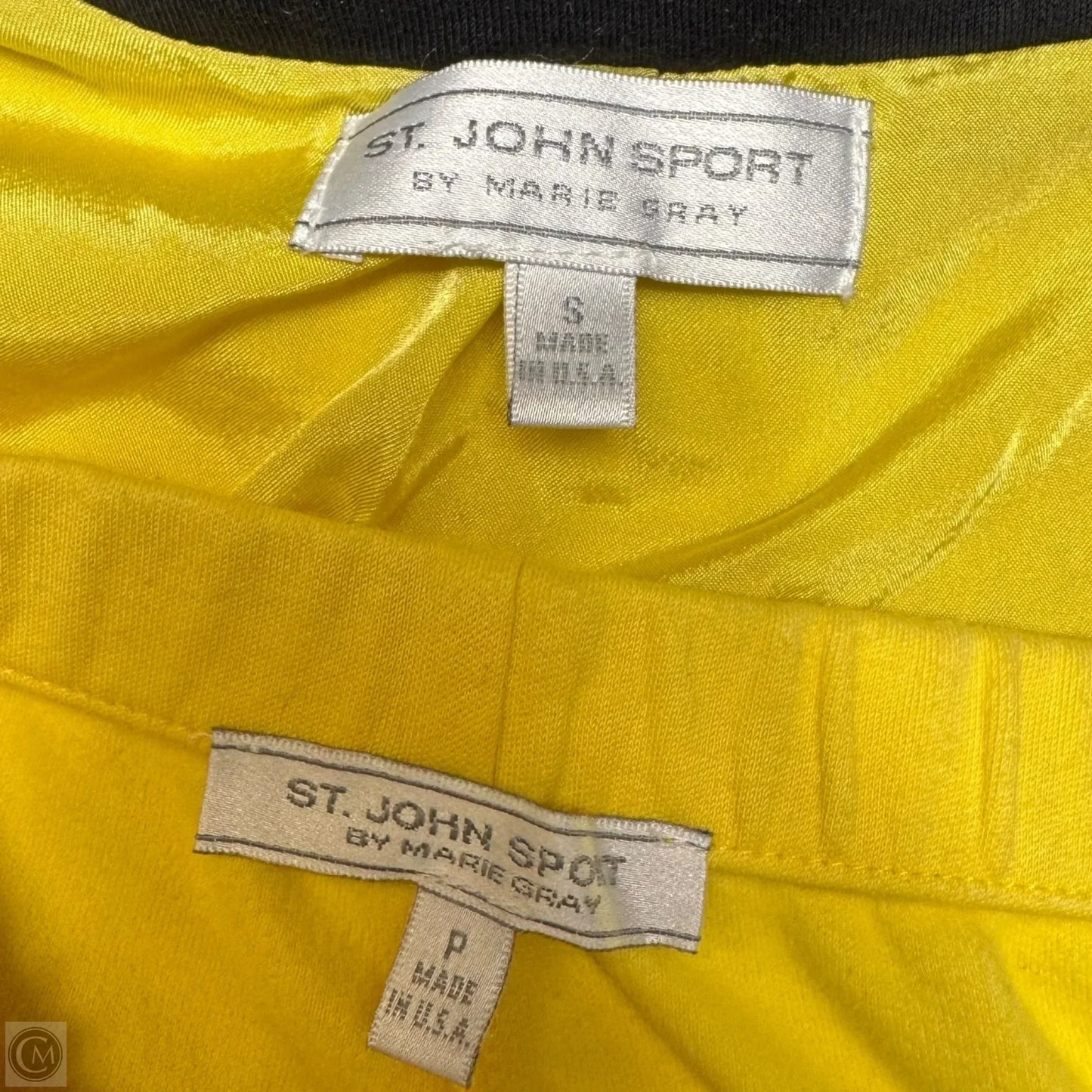 Athletic Tracksuit Set 2pc By St John Sport In Black & Yellow, Size: S