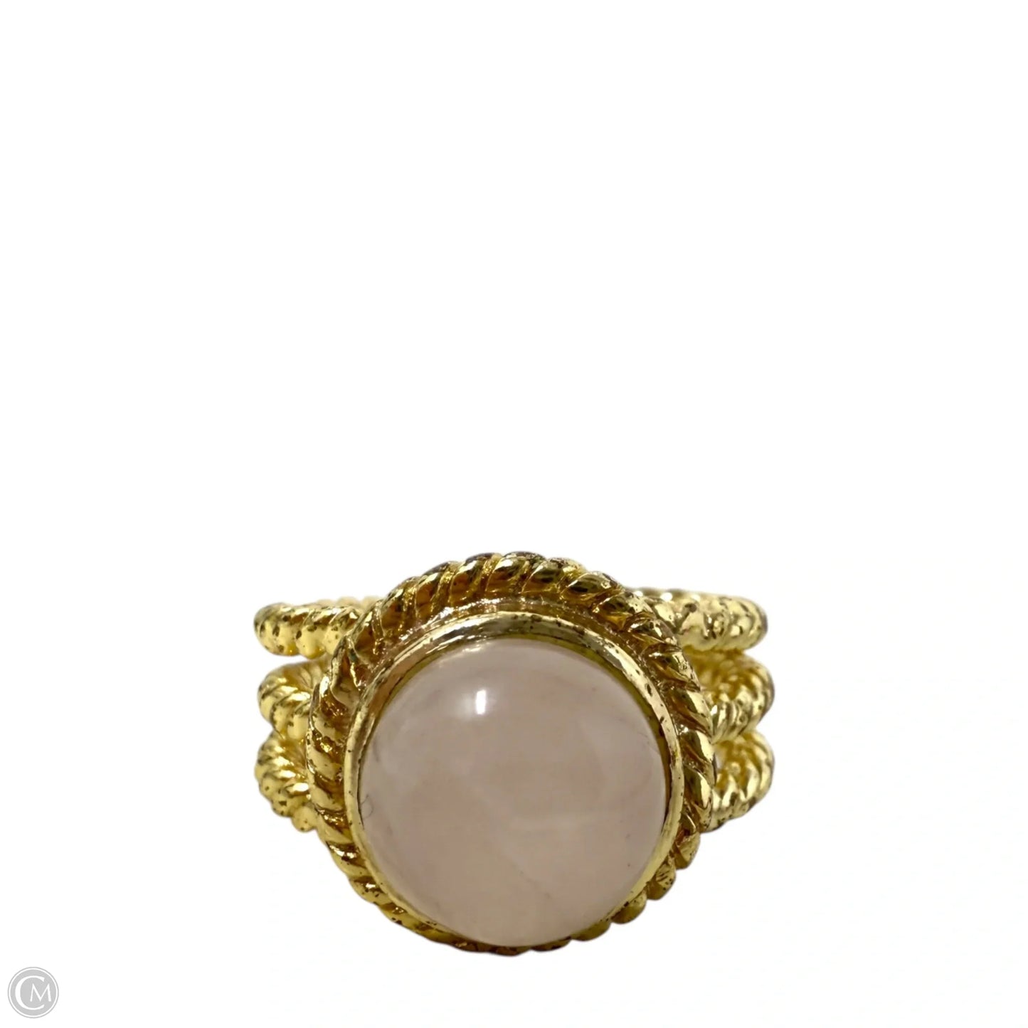 Gold Over Sterling Silver & Rose Quartz Twisted Rope Band Ring, Size: 6.5