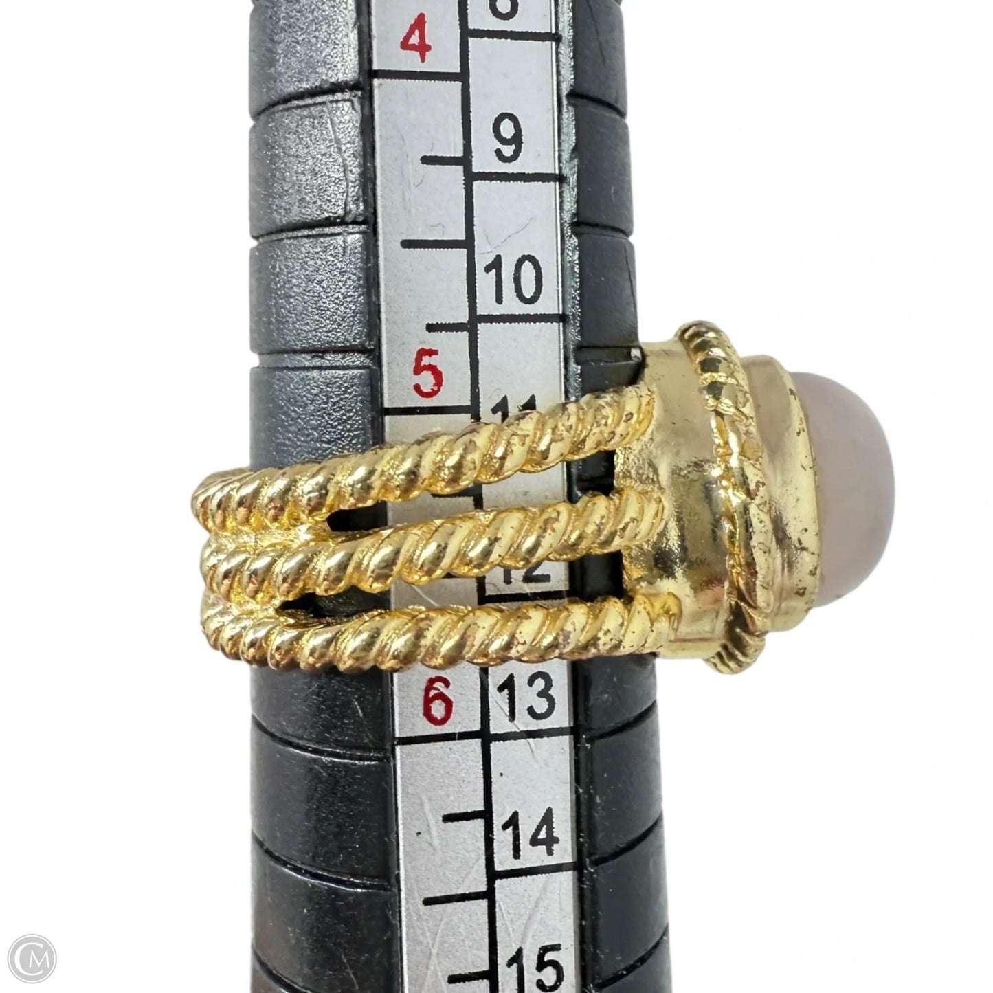 Gold Over Sterling Silver & Rose Quartz Twisted Rope Band Ring, Size: 6.5