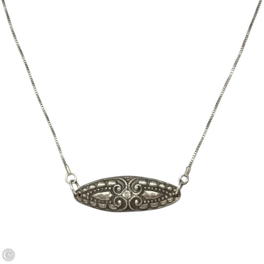 Art Deco Sterling Silver & Crystal Filigree Necklace