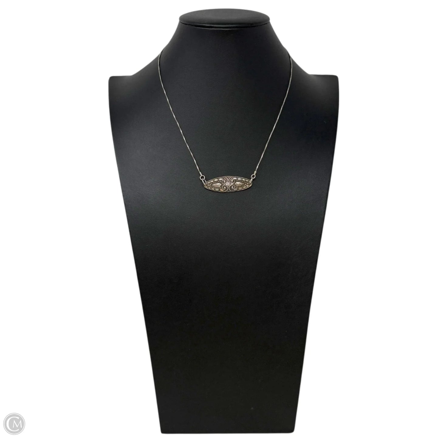 Art Deco Sterling Silver & Crystal Filigree Necklace