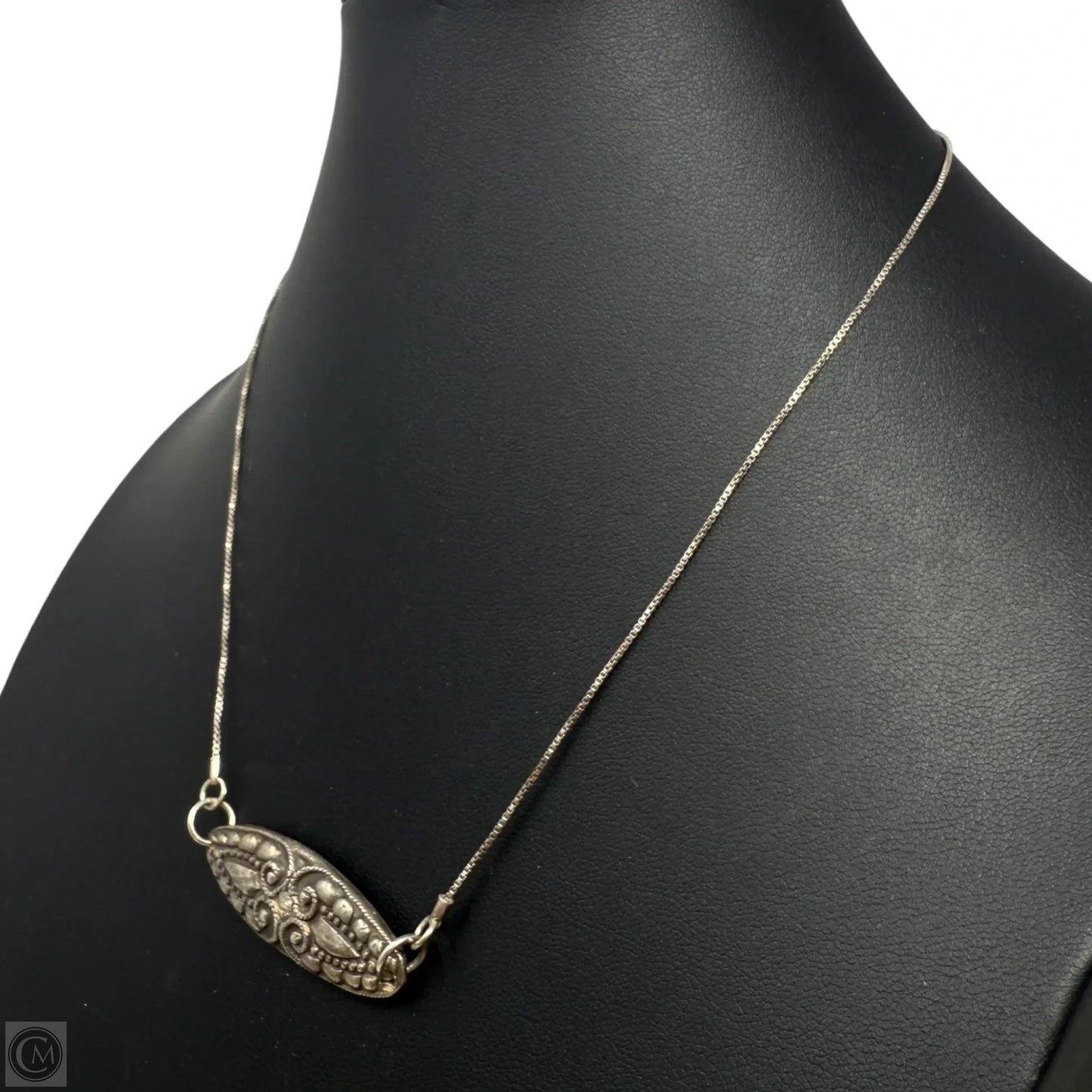 Art Deco Sterling Silver & Crystal Filigree Necklace