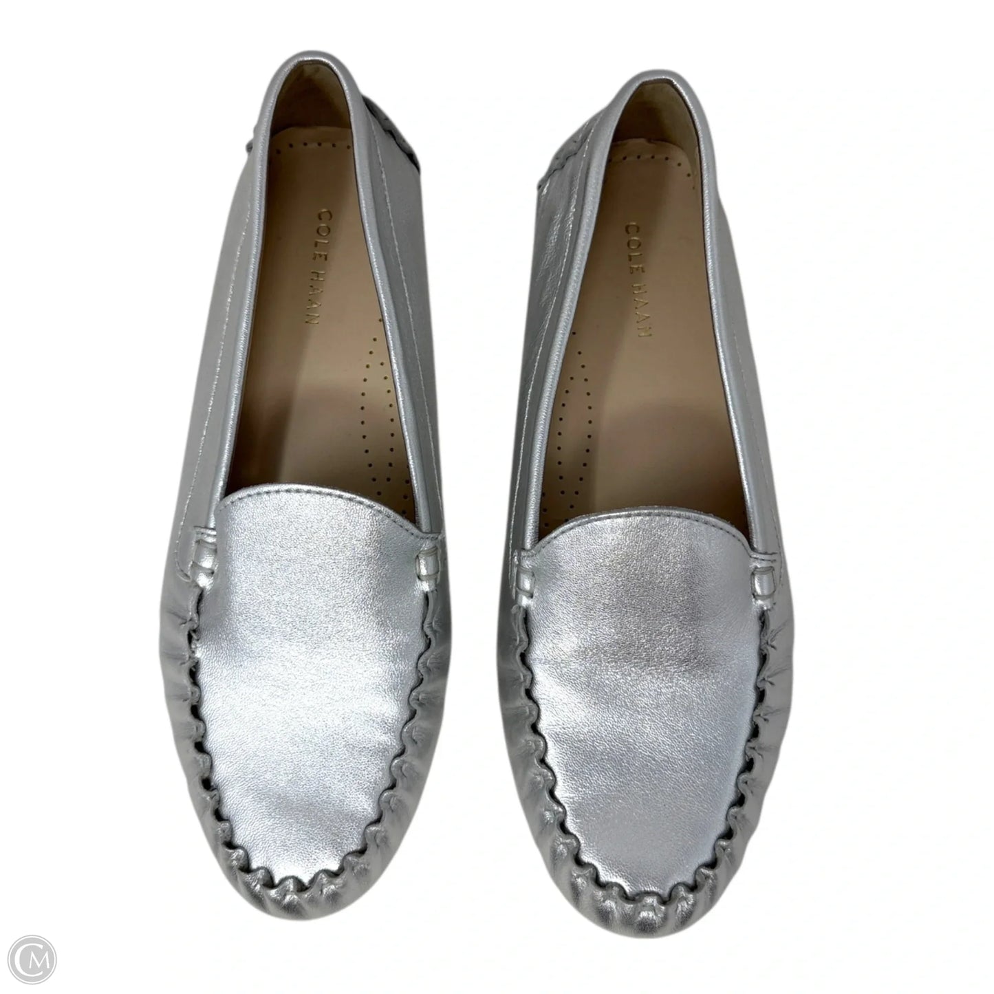 Evelyn Leather Driver Loafers By Cole-haan In Silver, Size: 9