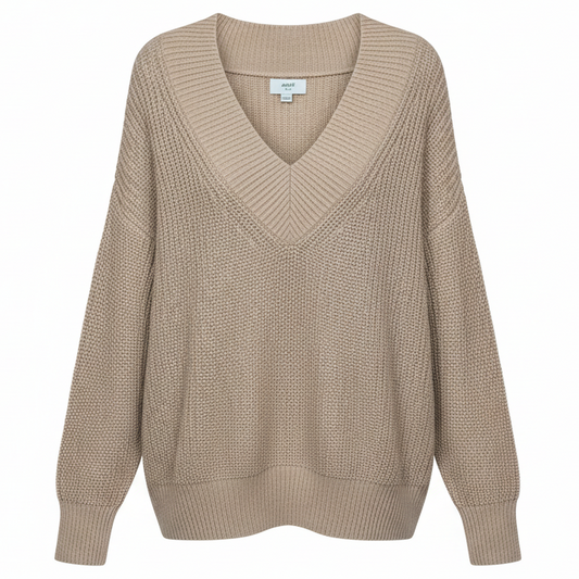 Sandalwood V-Neck Pullover Sweater By Aerie In Beige, Size: XS