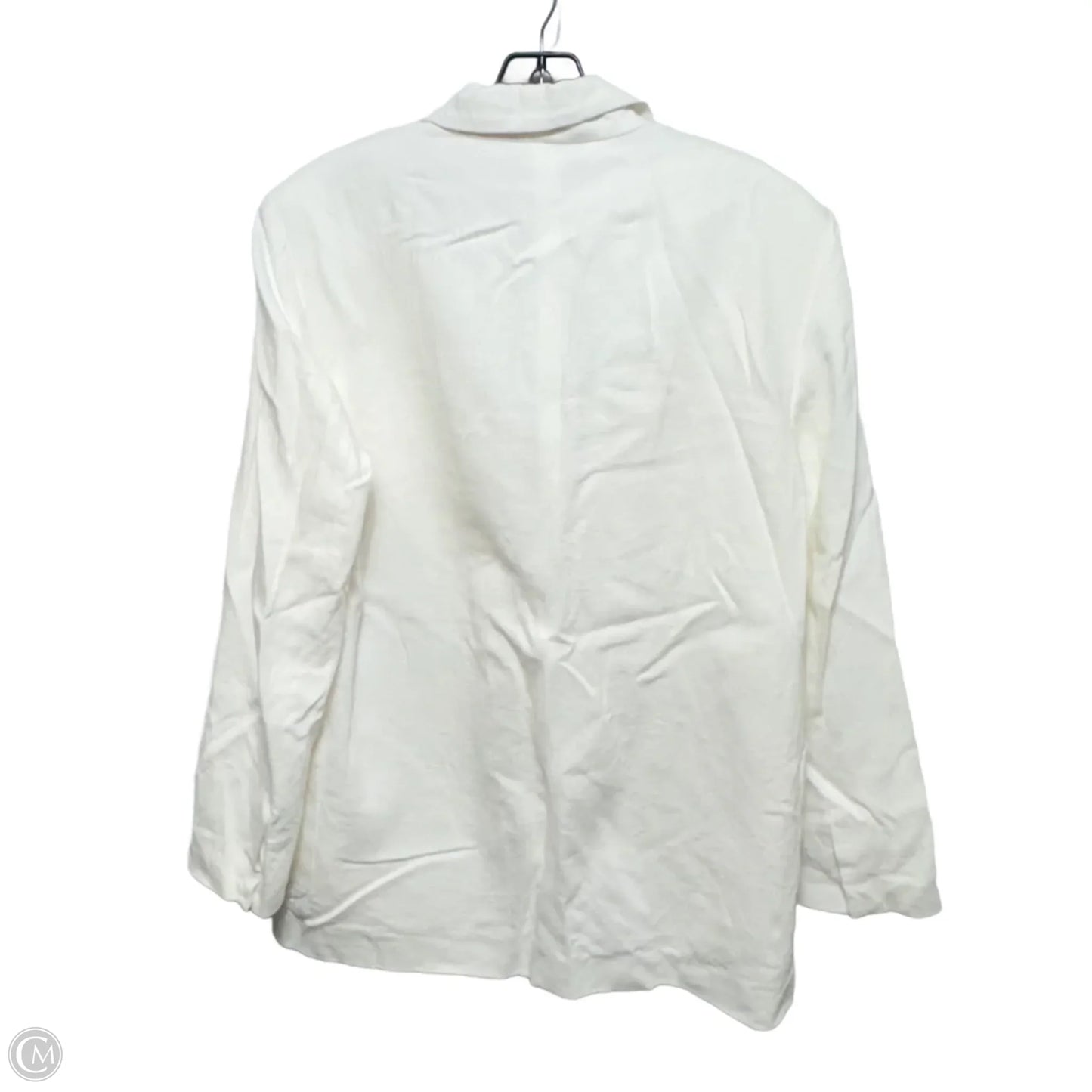 Linen Blend Blazer By Zara In White, Size: M